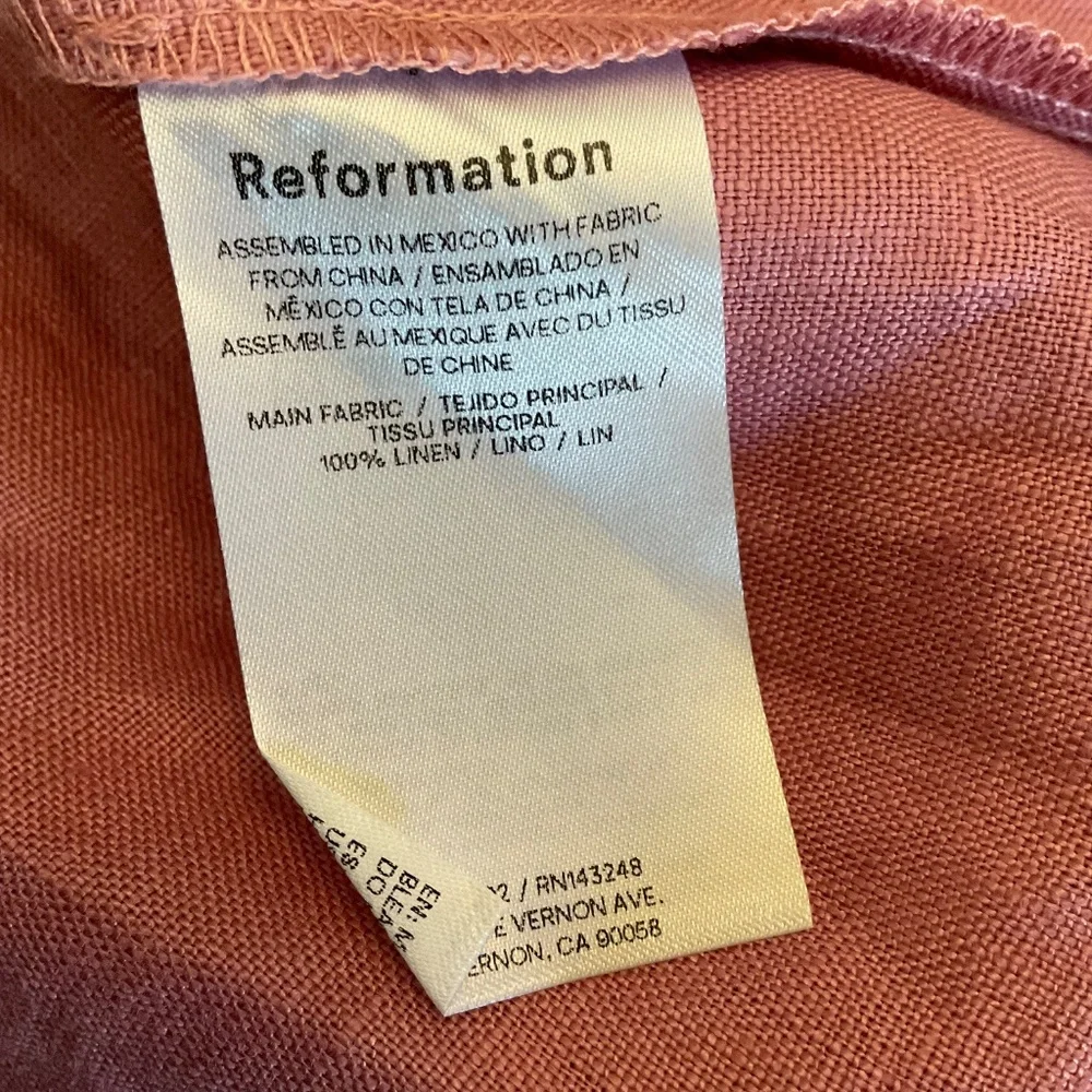 Reformation Linen 2pc Set  Aubree Dress @ Cardi Mini matching crochet cardigan L